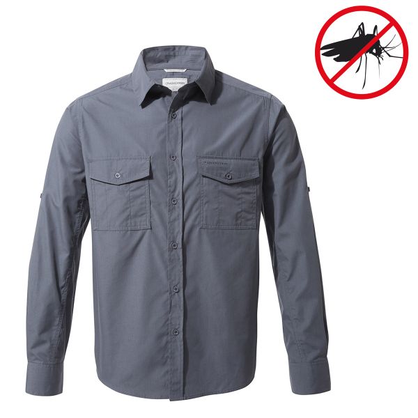 Craghoppers NosiDefence Kiwi Hemd Langarm Herren Insektenabwehr Ombre Blue