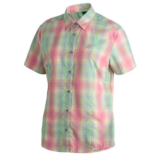Maier Sports Philina Damen Bluse pink-muslin-green-check